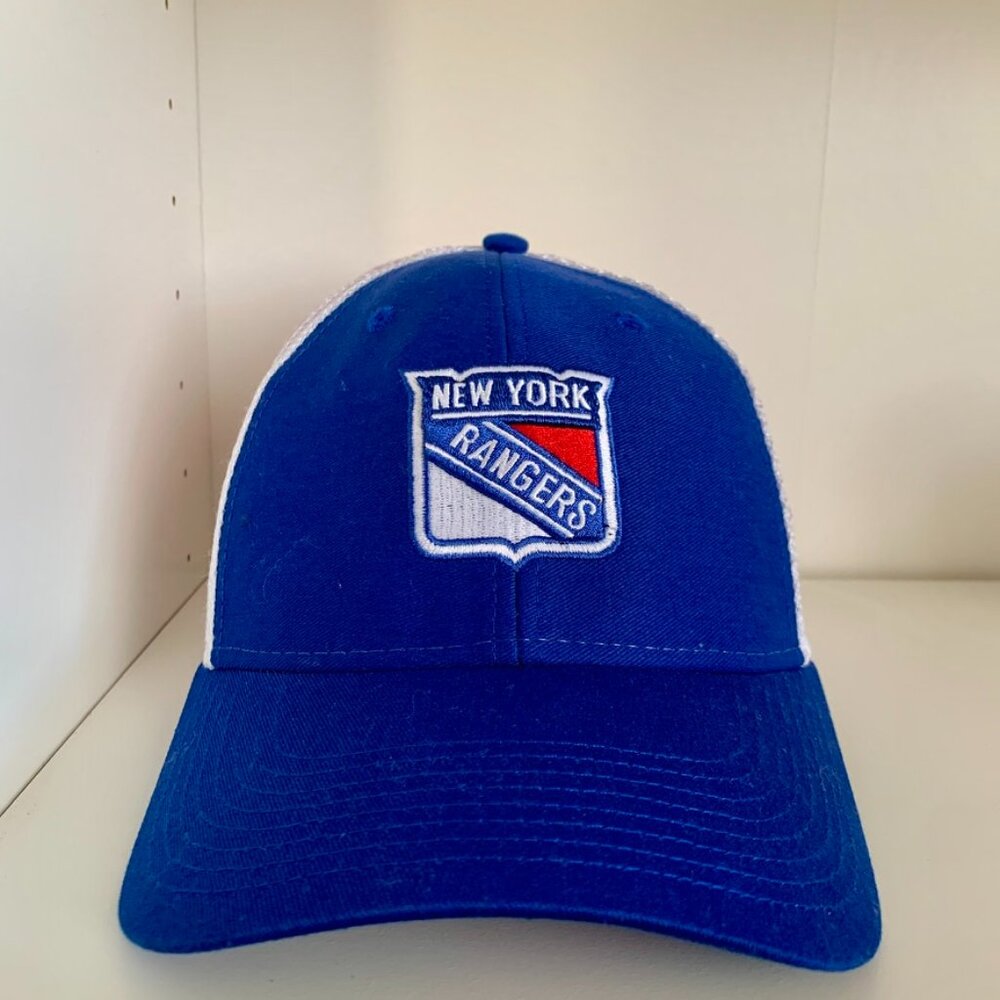 Reebok New York Rangers Trucker Hat Cap NHL Blue White Snap Back Adjustable